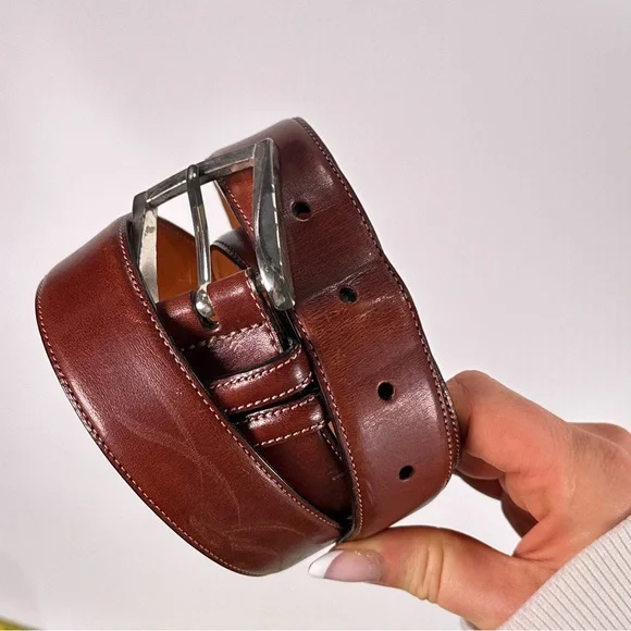 Trafalgar Men’s Dress Belt Easton Cortina Leather Brown Size 40 - Picture 2 of 15